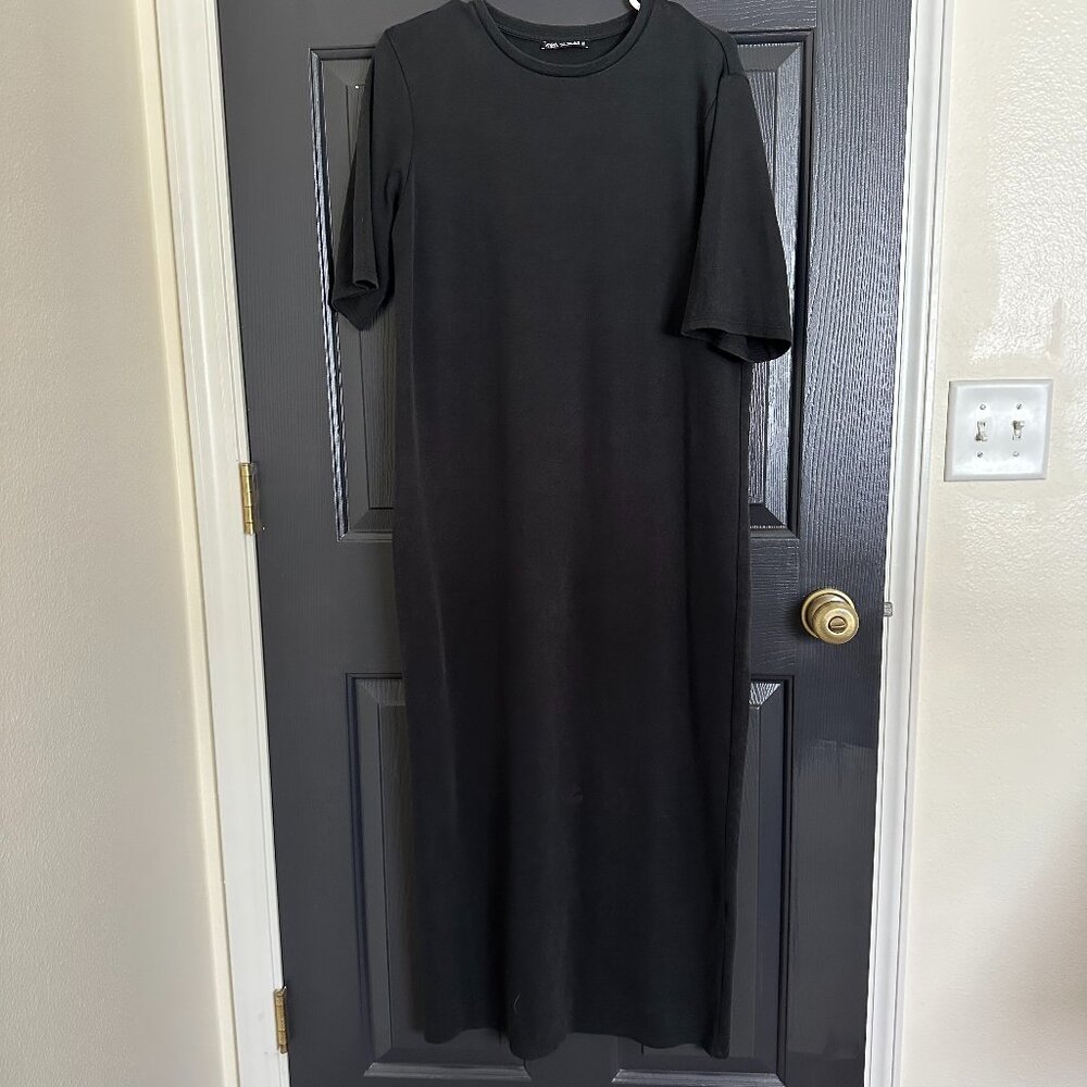 Zara Black T-shirt Midi Dress